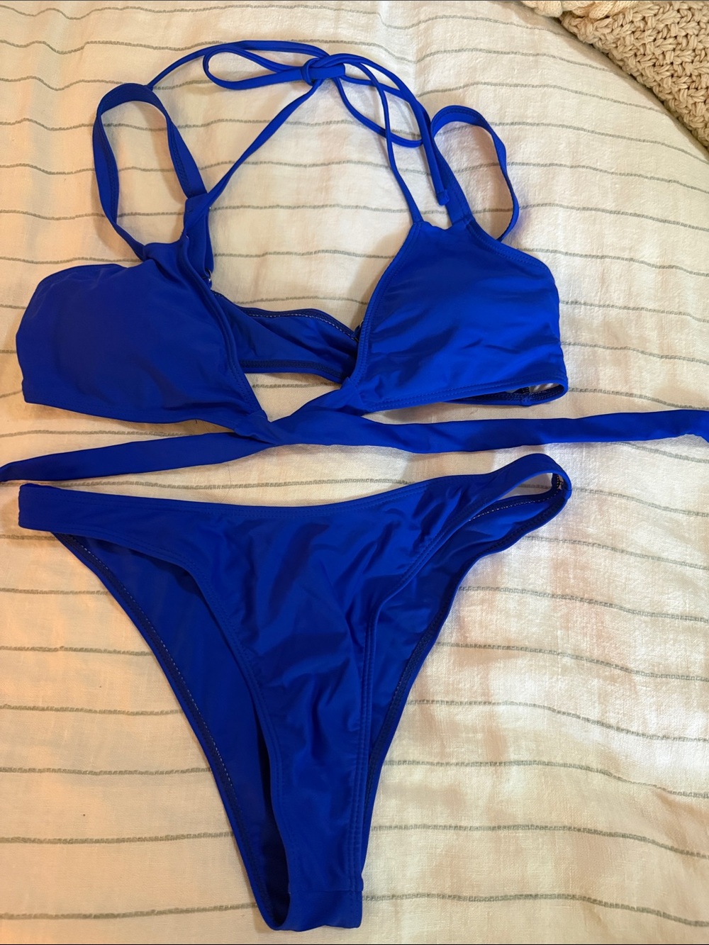 Blue strappy Bikini Set - Women Swim